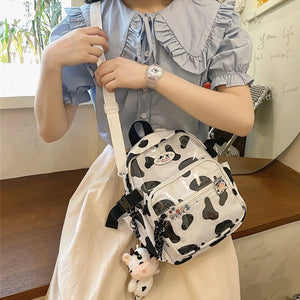 Cow Backpack with Pendants Small Casual Daypack