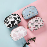 Cow Pattern Coin Purse Card Wallet Double Pocket Zipper Key Bag