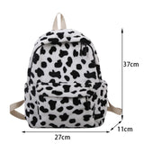 Cow Plush Backpack For Women Large Capacity School Bag