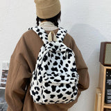 Cow Plush Backpack For Women Large Capacity School Bag
