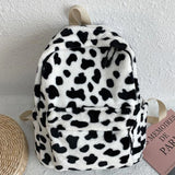 Cow Plush Backpack For Women Large Capacity School Bag