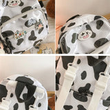Cow Print Backpack with Pendants Small Rucksack