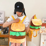 Canvas/Plush Hamburger Backpack for Women