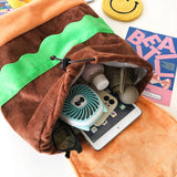 Canvas/Plush Hamburger Backpack for Women