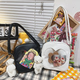Crossbag PU Square Bag Ladies Love Itabag Transparent Heart Anime Lolita Bag