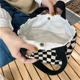 Corduroy Plaid Shoulder Bag Retro Style Small Handbag for Women