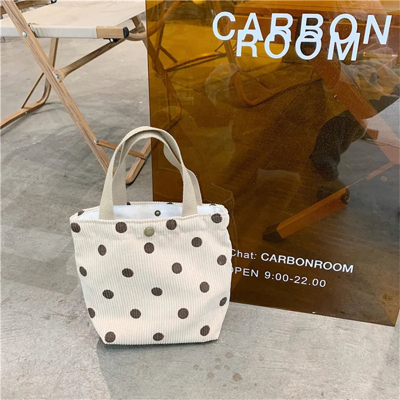 Corduroy Plaid Shoulder Bag Retro Style Small Handbag for Women