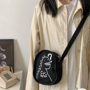 Dinosaur Canvas Small Crossbody Messenger Bag for Women Girls