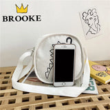Dinosaur Canvas Small Crossbody Messenger Bag for Women Girls