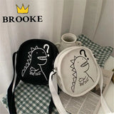 Dinosaur Canvas Small Crossbody Messenger Bag for Women Girls