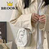 Dinosaur Canvas Small Crossbody Messenger Bag for Women Girls
