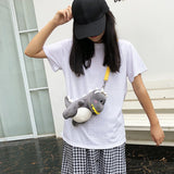 Dinosaur Shoulder Bag Winter Women Cartoon Lovely Fluffy Crossbody Messenger Bag