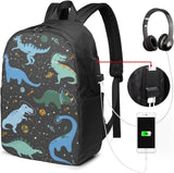 Dinos In Space Cartoon Backpack Water Resistant School Bookbag