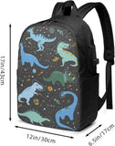 Dinos In Space Cartoon Backpack Water Resistant School Bookbag