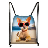 Chihuahua Print Drawstring Bag for Women, Teens & Girls