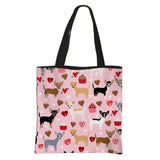 Chihuahua Print Reusable Shopping Bag Canvas Totes Handbag