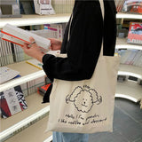 Dog Ladies Canvas Shoulder Bag Thin Cotton Women Eco Reusable Shopping Bags