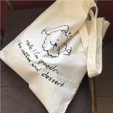 Dog Ladies Canvas Shoulder Bag Thin Cotton Women Eco Reusable Shopping Bags