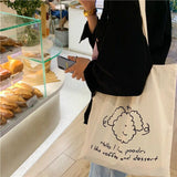 Dog Ladies Canvas Shoulder Bag Thin Cotton Women Eco Reusable Shopping Bags