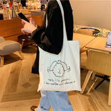 Dog Ladies Canvas Shoulder Bag Thin Cotton Women Eco Reusable Shopping Bags