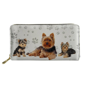 Yorkshire Terrier Print Long Wallet Leather Women Purses Shopping Clutch Bag