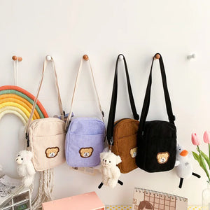 Doll Canvas Crossbody Bag Small Phone Purse Handbag Shoulder