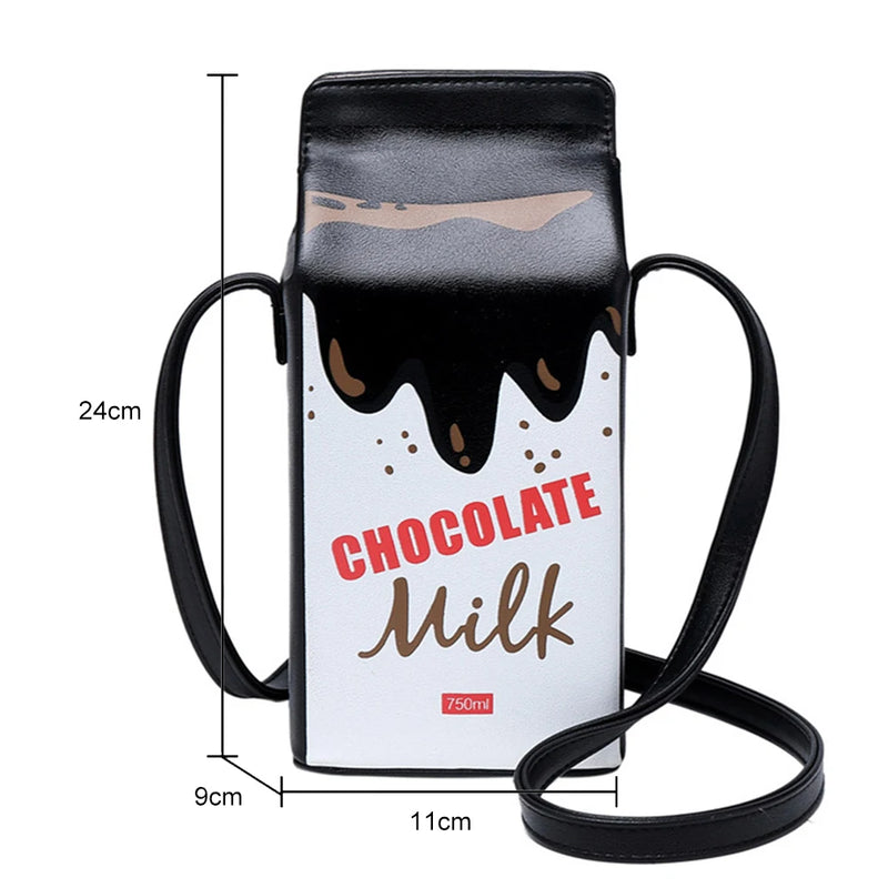 Milk Cartoon Printing Shoulder Bag Women Coin Phone Purses