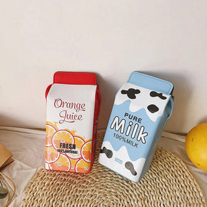 Milk Cartoon Printing Shoulder Bag Women Coin Phone Purses