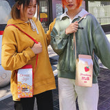 Milk Cartoon Printing Shoulder Bag Women Coin Phone Purses