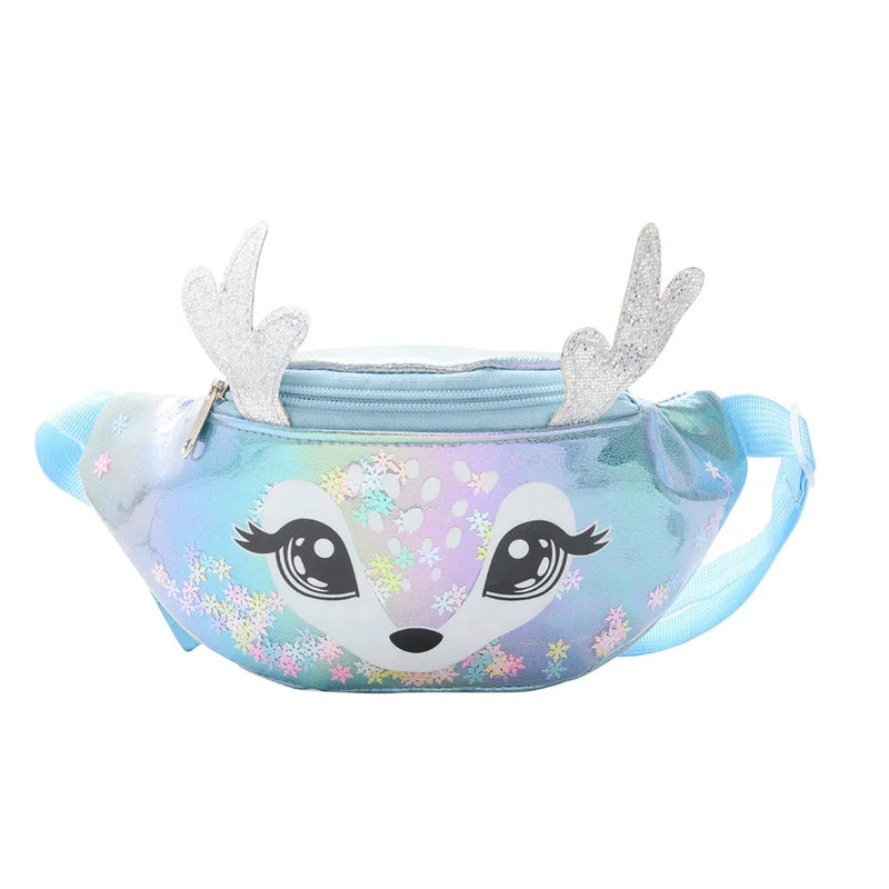Elk Antlers Female Waist Bag Kids Fanny Pack Cartoon Pu Leather