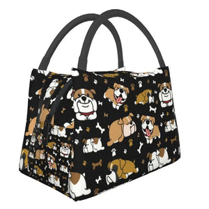 English Bulldog Insulated Lunch Bag British Dogs Outdoor Meal Food Box
