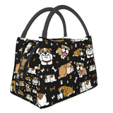 English Bulldog Insulated Lunch Bag British Dogs Outdoor Meal Food Box