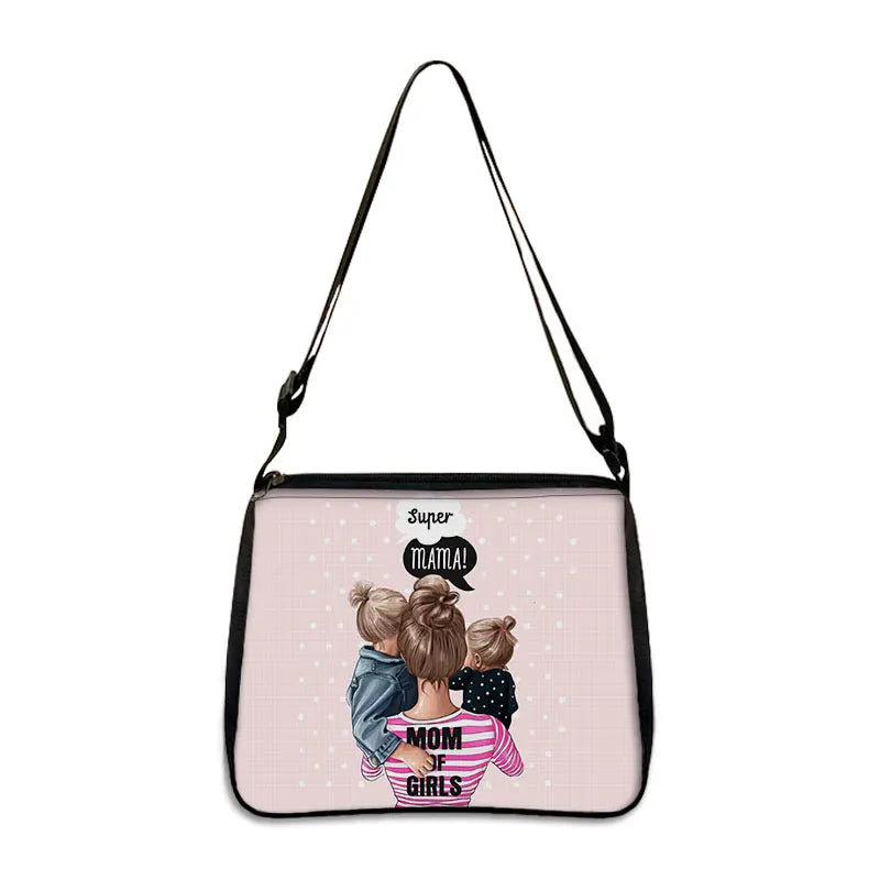 Family Mom Father Print Messenger Bag Harajuku Style Women Handbags