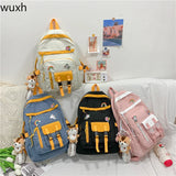 Candy-colored Women's Backpack Multi-pocket Travel Bag Student School Backpack