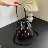 Peach Heart Pu Leather Bucket Bag Women's Bag