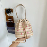 Peach Heart Pu Leather Bucket Bag Women's Bag
