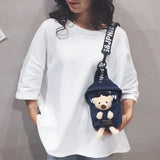 Female Denim Canvas Crossbody Chest Bag Student One-shoulder Multifunctional Mob