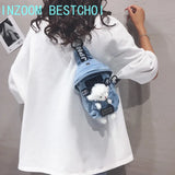 Female Denim Canvas Crossbody Chest Bag Student One-shoulder Multifunctional Mob