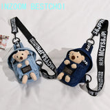 Female Denim Canvas Crossbody Chest Bag Student One-shoulder Multifunctional Mob