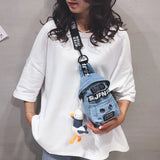 Female Denim Canvas Crossbody Chest Bag Student One-shoulder Multifunctional Mob