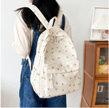 Floral Fresh Style Backpack Women Waterproof Nylon School Bags For Teenager Girl