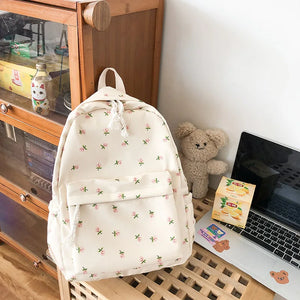 Floral Fresh Style Backpack Women Waterproof Nylon School Bags For Teenager Girl