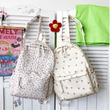 Floral Fresh Style Backpack Women Waterproof Nylon School Bags For Teenager Girl