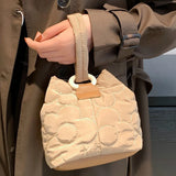 Flower Pattern Bucket Bag Women?s Handbag Purse Small Tote Bag Clutch Shoulder B