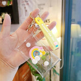 Flowers Transparent PVC Key Wallet Case Chain Ring Pouch Car Keychain