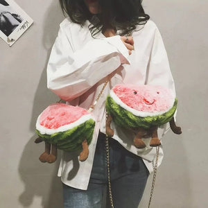 Funny Cartoon Watermelon Chain Shoulder Bag for Girls