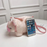 Fluffy Pig Bag Women Cartoon Pig Sling Bag Animal Pig Shaped Plush Shoulder Bag