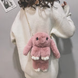 Cartoon Rabbit Chain Bag Fluffy Rabbit Fur Pompoms Sling Bag