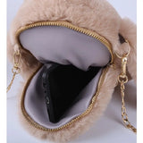 Cute Rabbit Fur Pompoms Chain Bag Girls Crossbody Bag