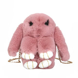 Cartoon Rabbit Chain Bag Fluffy Rabbit Fur Pompoms Sling Bag
